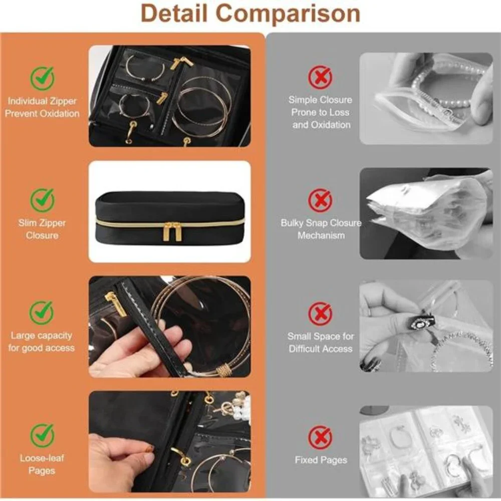 Travel Jewelry Case Organizer for Women, Jewelry Storage Book with Small Pouch,